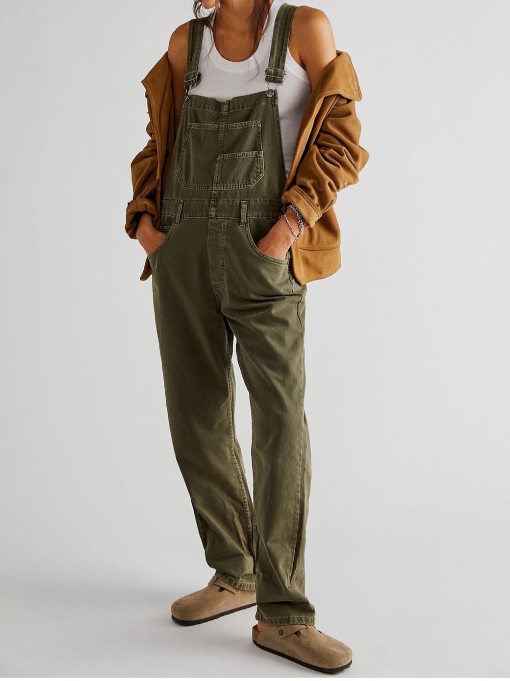 Free People We the Free Ziggy overalls in faded black. Size medium